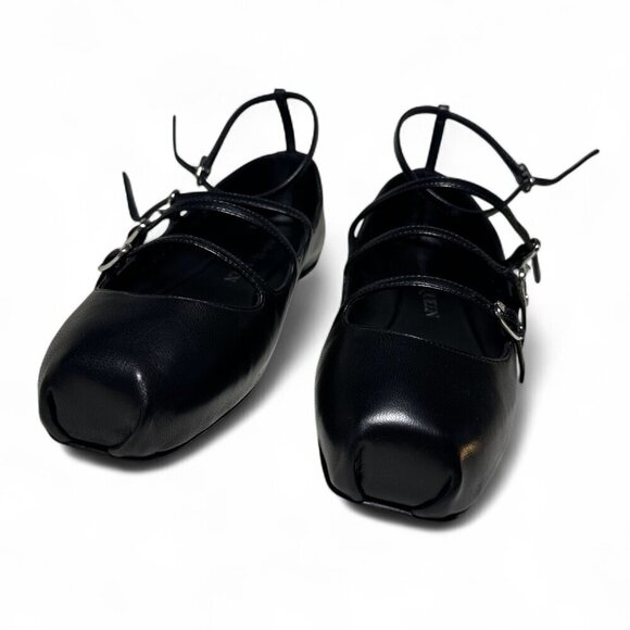Alexander McQueen Strappy MaryJane Black Leather Caged Ballet Flat sz EU 36.5 - Picture 6 of 15